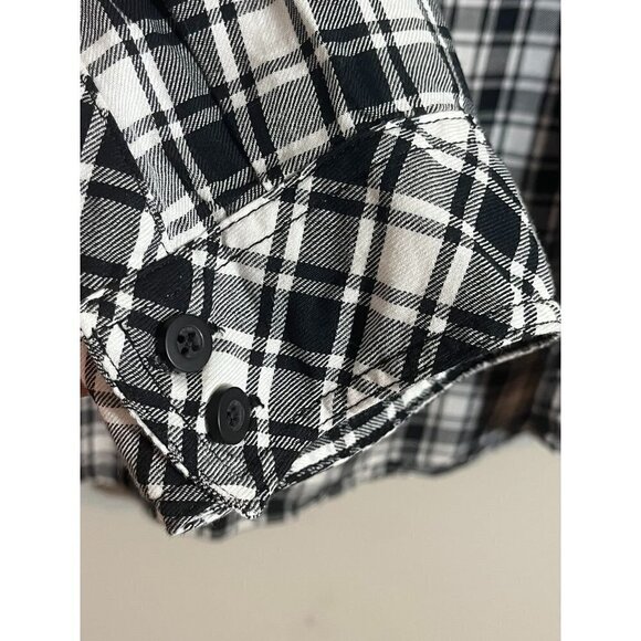 Torrid Top Women 18 Black Lace Up Plaid Preppy Classic Checks Neutral Festive - Picture 4 of 11